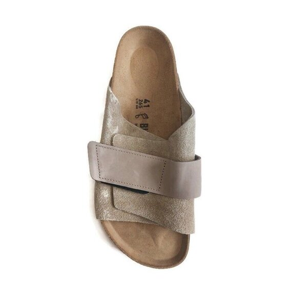Birkenstock Kyoto Nubuck Suede Leather Sandals Womens 10 Mens 8 Taupe Regular - Picture 3 of 9